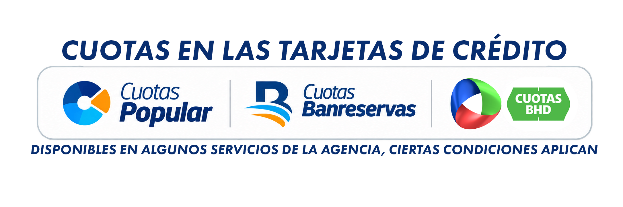 Cuotas disponibles con tarjetas